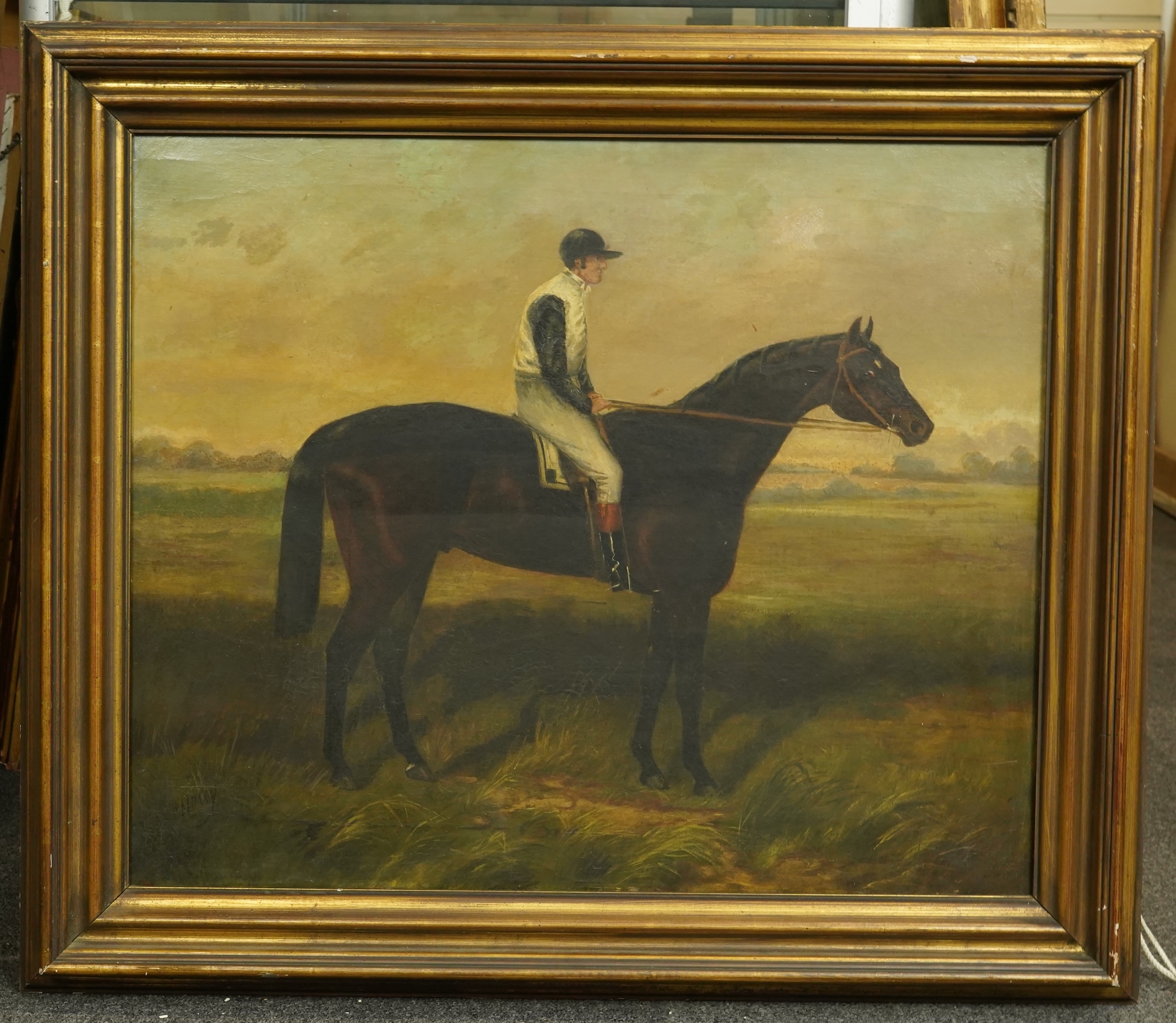 After John Arnold Alfred Wheeler, Racehorse St Simon with Fred Archer up, oil on canvas, 50 x 60cm